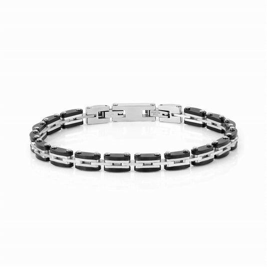 Nomination Strong Silver + Black Stainless Steel Bracelet