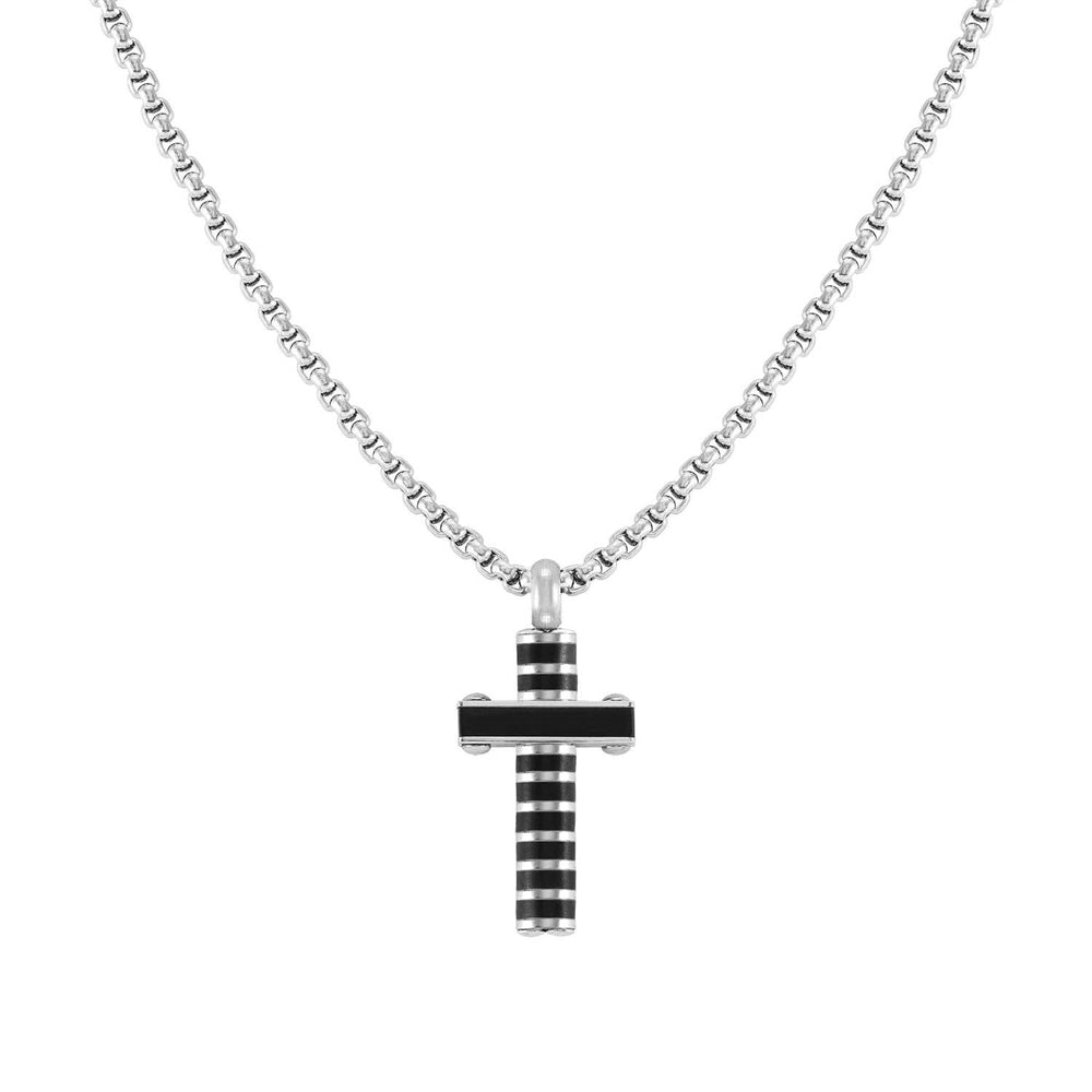 Nomination Strong Stainless Steel Black Cross Necklace