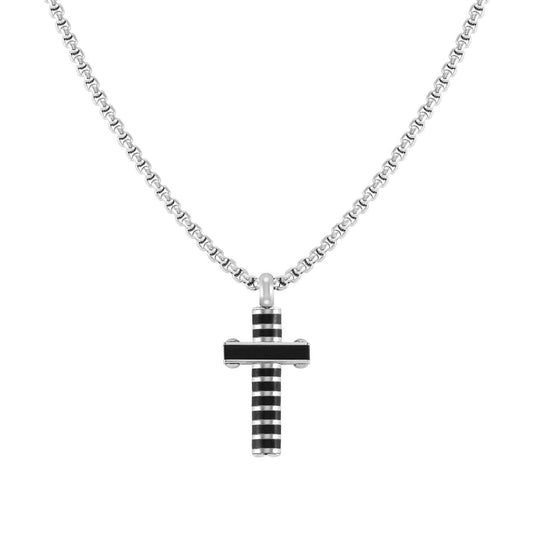 Nomination Strong Stainless Steel Black Cross Necklace