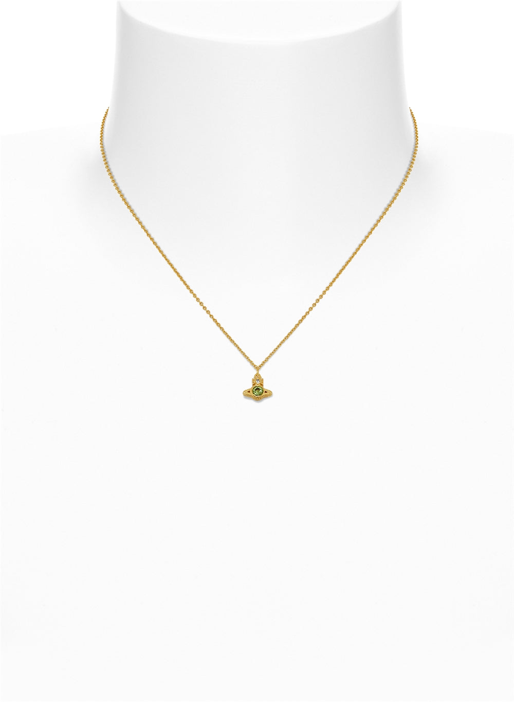 Vivienne Westwood Gold Green Crystal London Orb Necklace