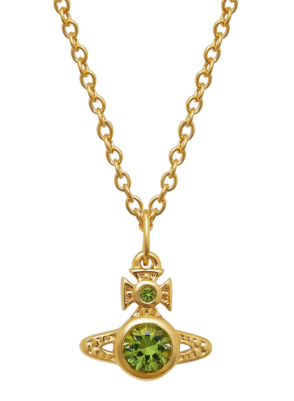 Vivienne Westwood Gold Green Crystal London Orb Necklace