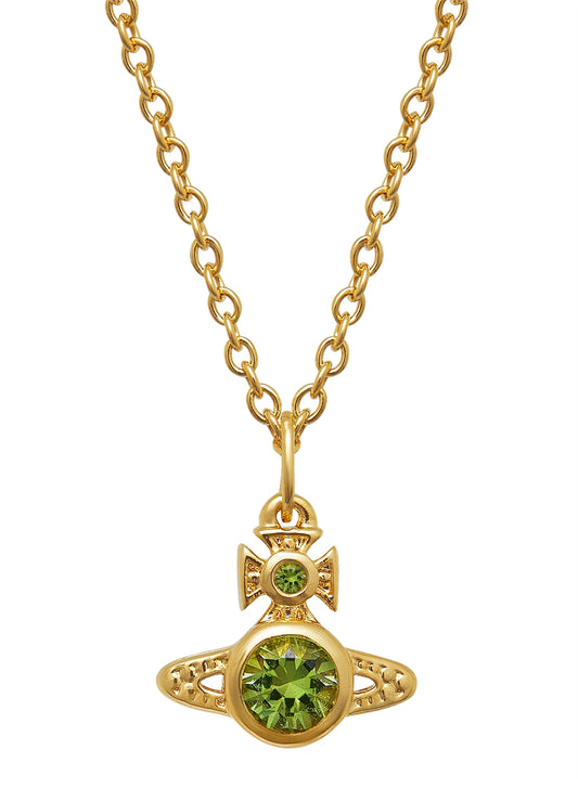 Vivienne Westwood Gold Green Crystal London Orb Necklace