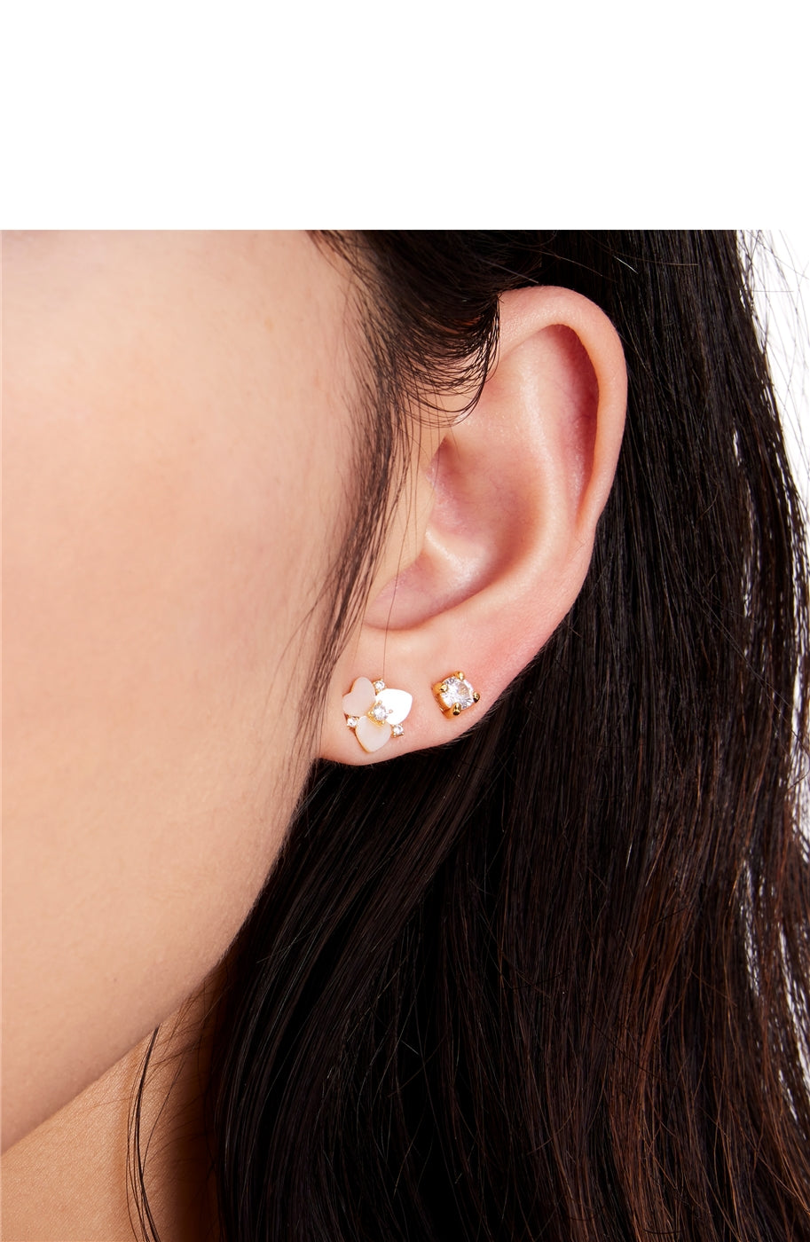 Kate Spade New York Gold Precious Pansy Flower Cry Stud Earring Set