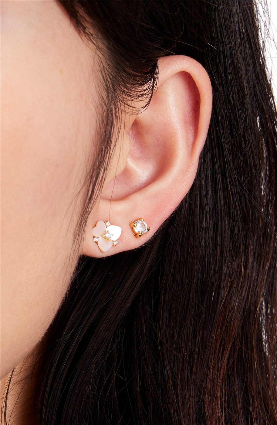 Kate Spade New York Gold Precious Pansy Flower Cry Stud Earring Set
