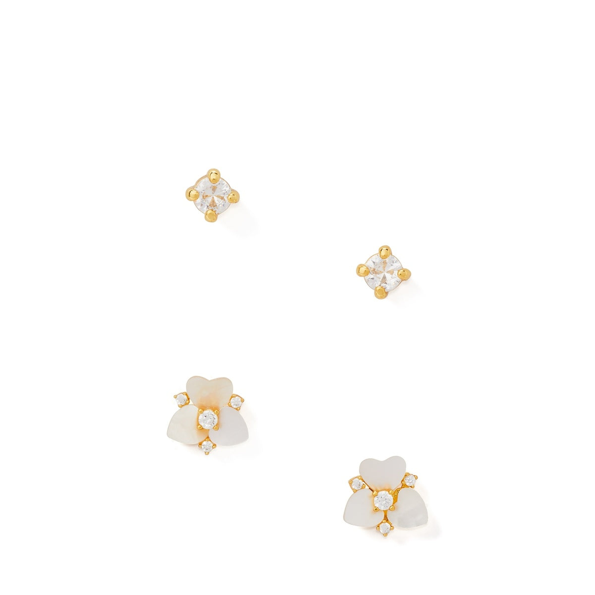 Kate Spade New York Gold Precious Pansy Flower Cry Stud Earring Set