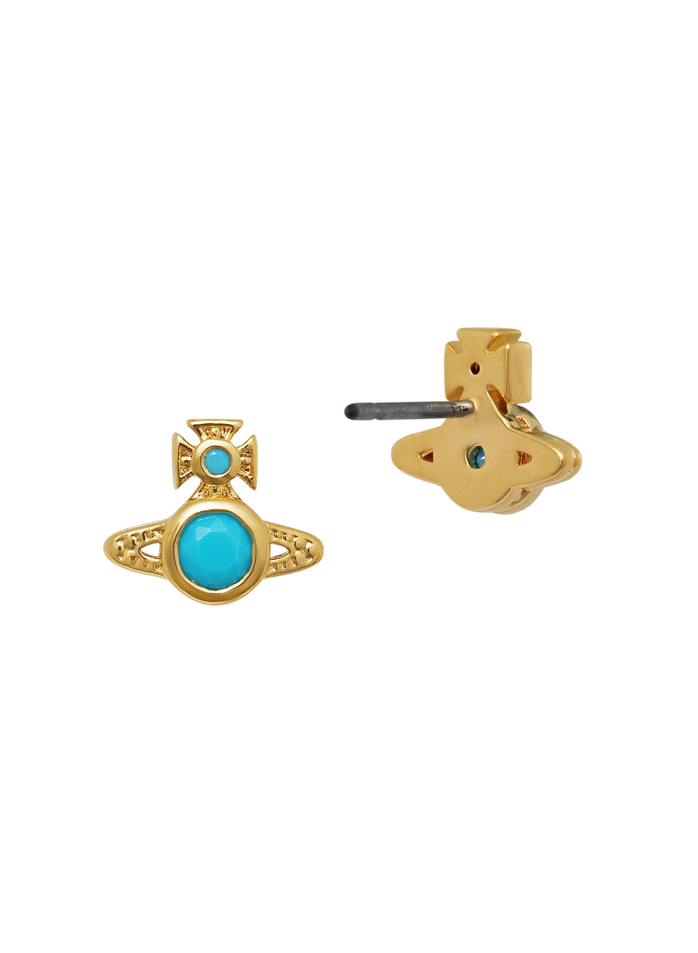Vivienne Westwood Gold Turquoise Crystal London Orb Earrings