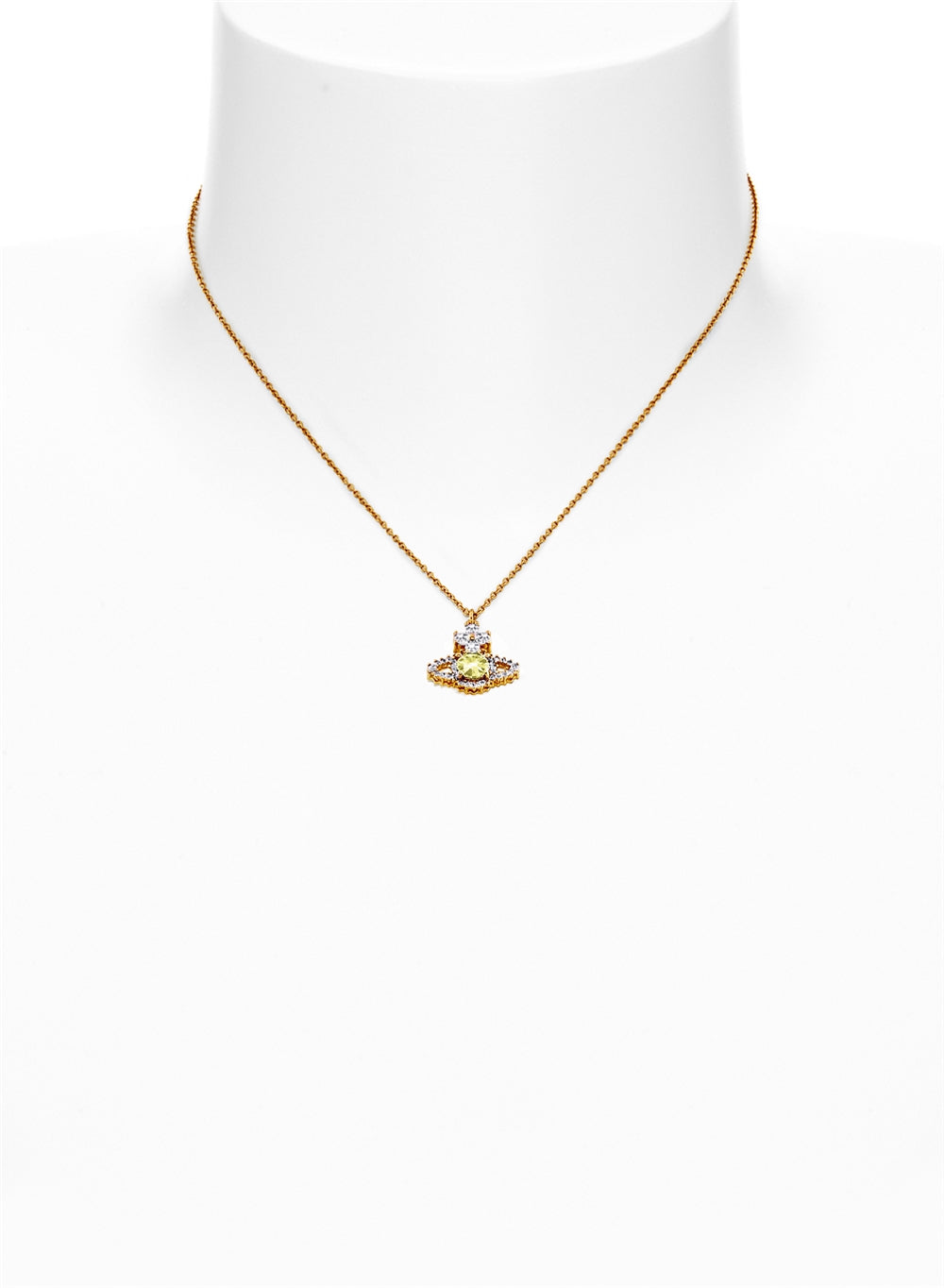 Vivienne Westwood Gold Yellow Crystal Valentina Orb Necklace