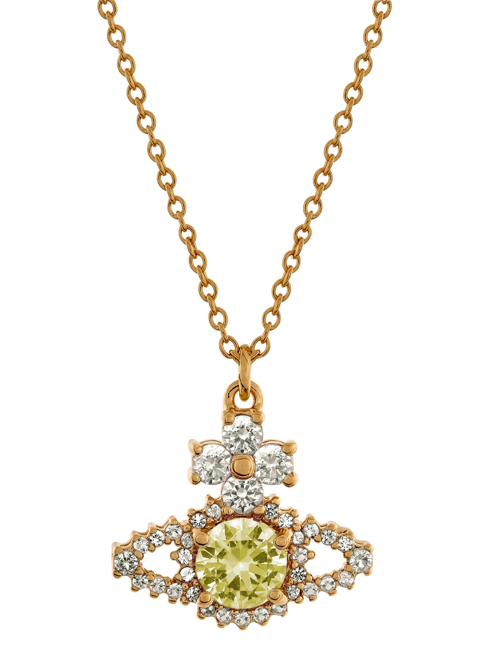 Vivienne Westwood Gold Yellow Crystal Valentina Orb Necklace