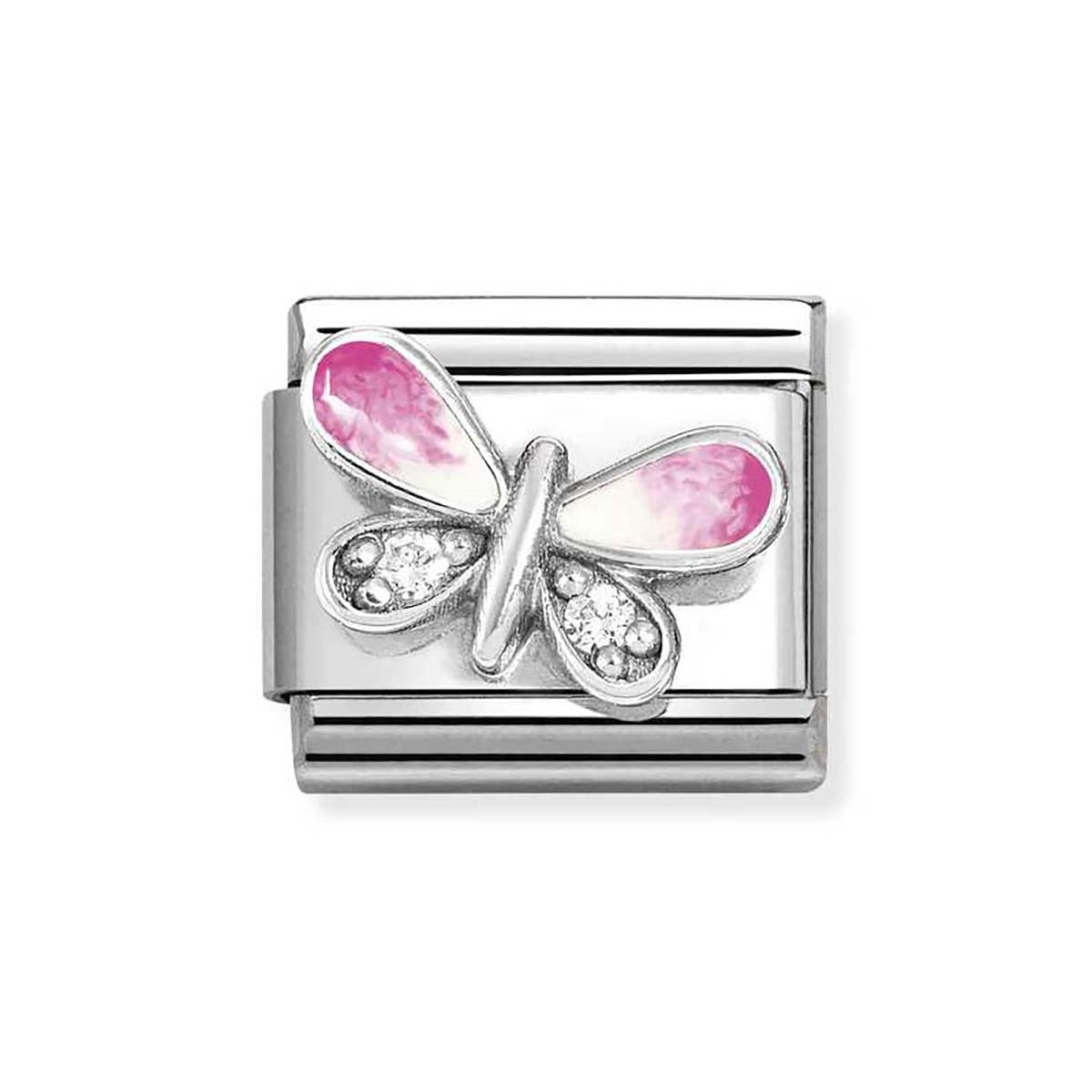 Nomination Butterfly Pink And White Charm