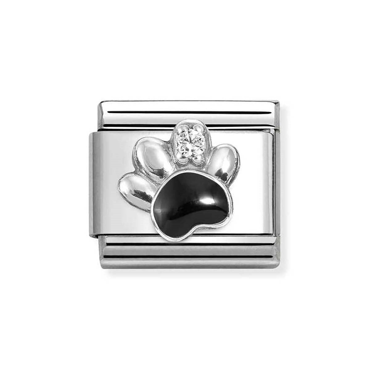 Nomination Black Paw White Crystal Charm