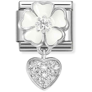 Nomination White Flower With Heart Charm