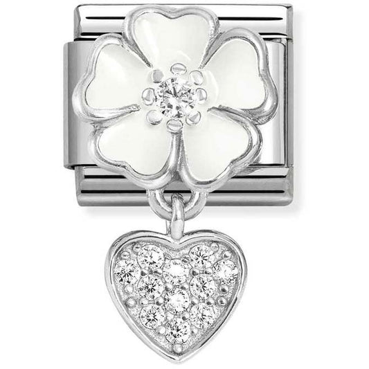 Nomination White Flower With Heart Charm