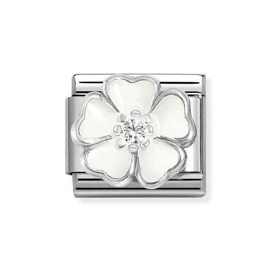 Nomination White Crystal White Peach Blossom Charm