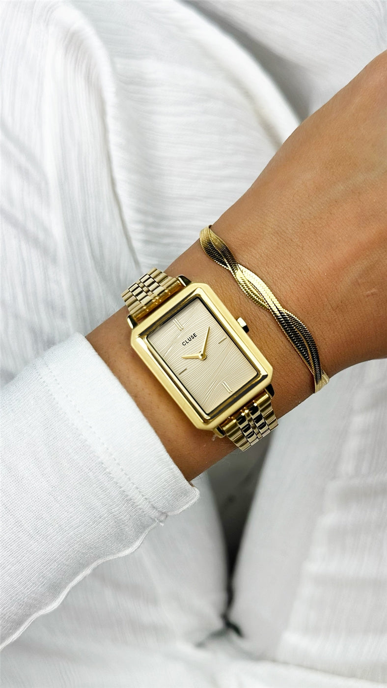 CLUSE Gold Fluette Sand Texture 5 Link Watch