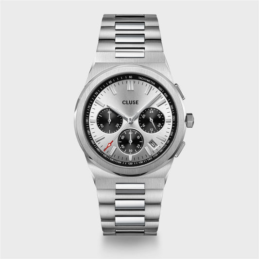CLUSE Silver Vigoureux Black Chrono Watch