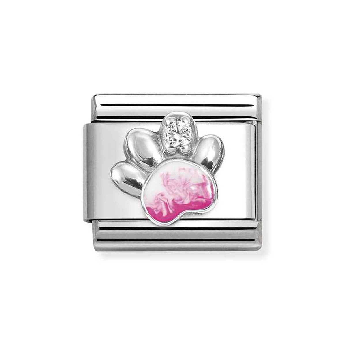 Nomination Pink Paw White Crystal Charm