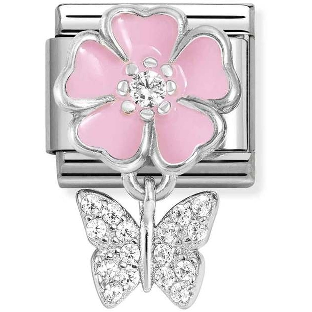 Nomination Pink Flower With Butterfly Charm
