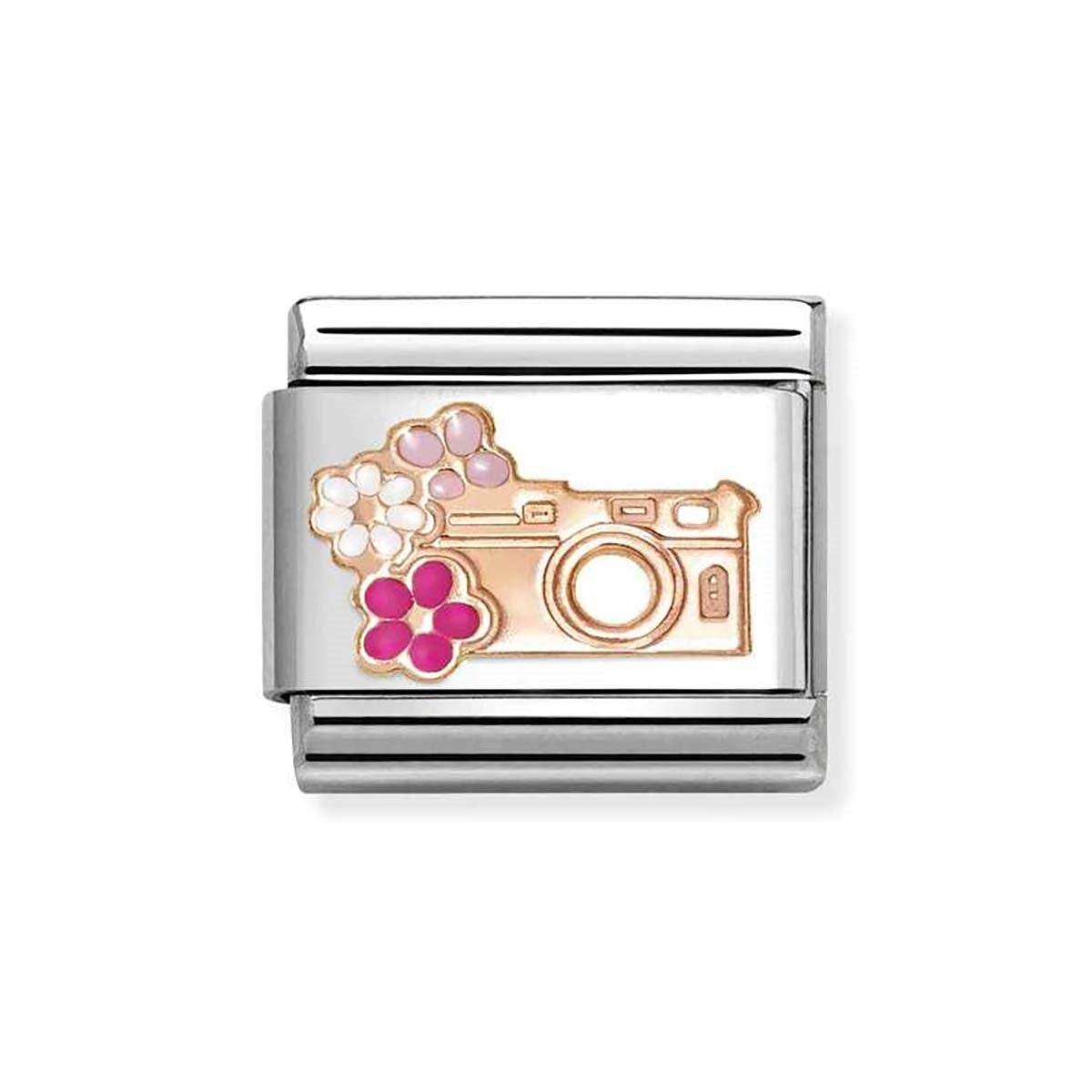 Nomination Rose-Gold Camera With Flowers Charm
