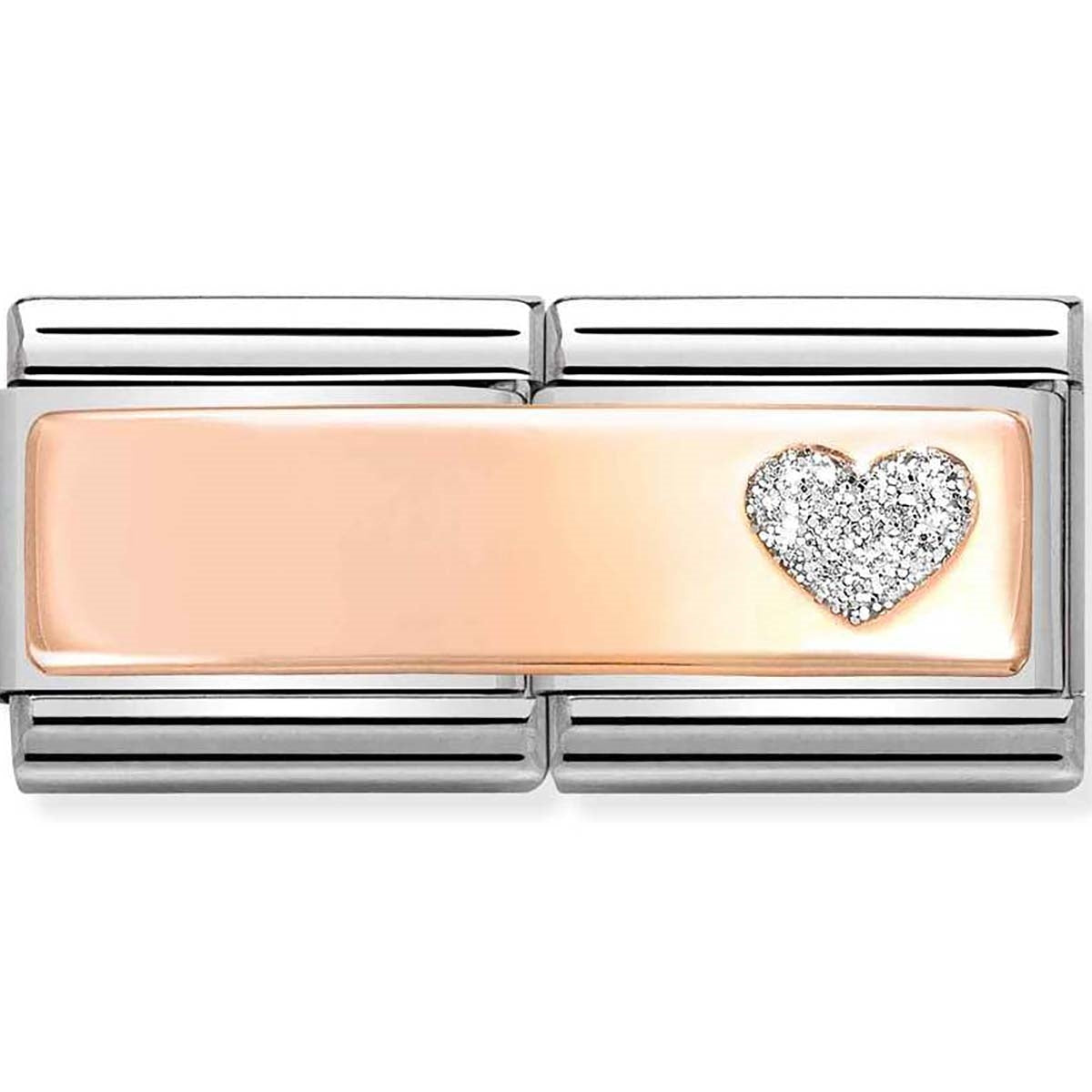 Nomination Double Rose Gold Glitter Heart Charm
