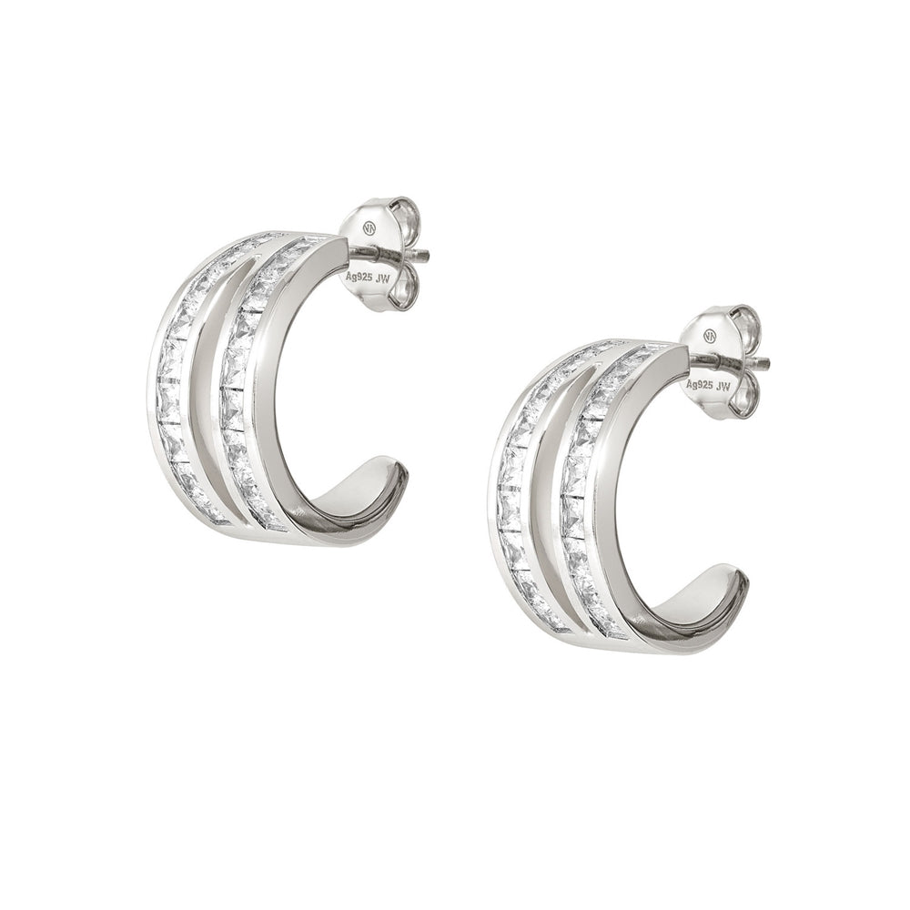 Nomination Carismatica White Crystal Double Hoop Earrings
