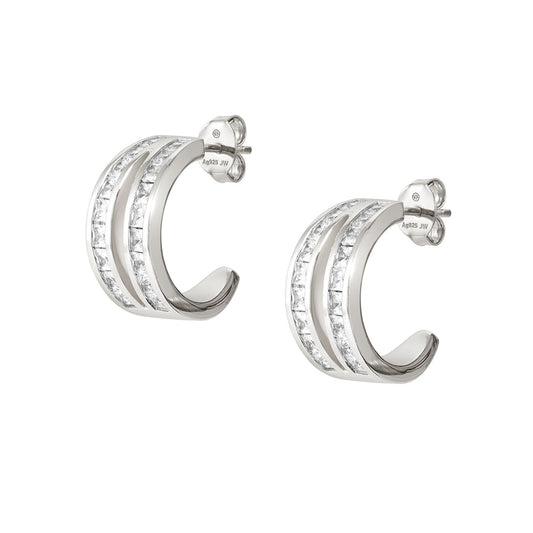 Nomination Carismatica White Crystal Double Hoop Earrings