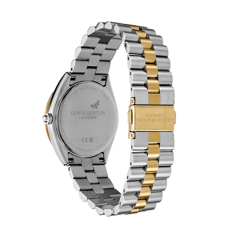 Olivia Burton Bejewelled Green Stainless Steel & Gold Bracelet Watch