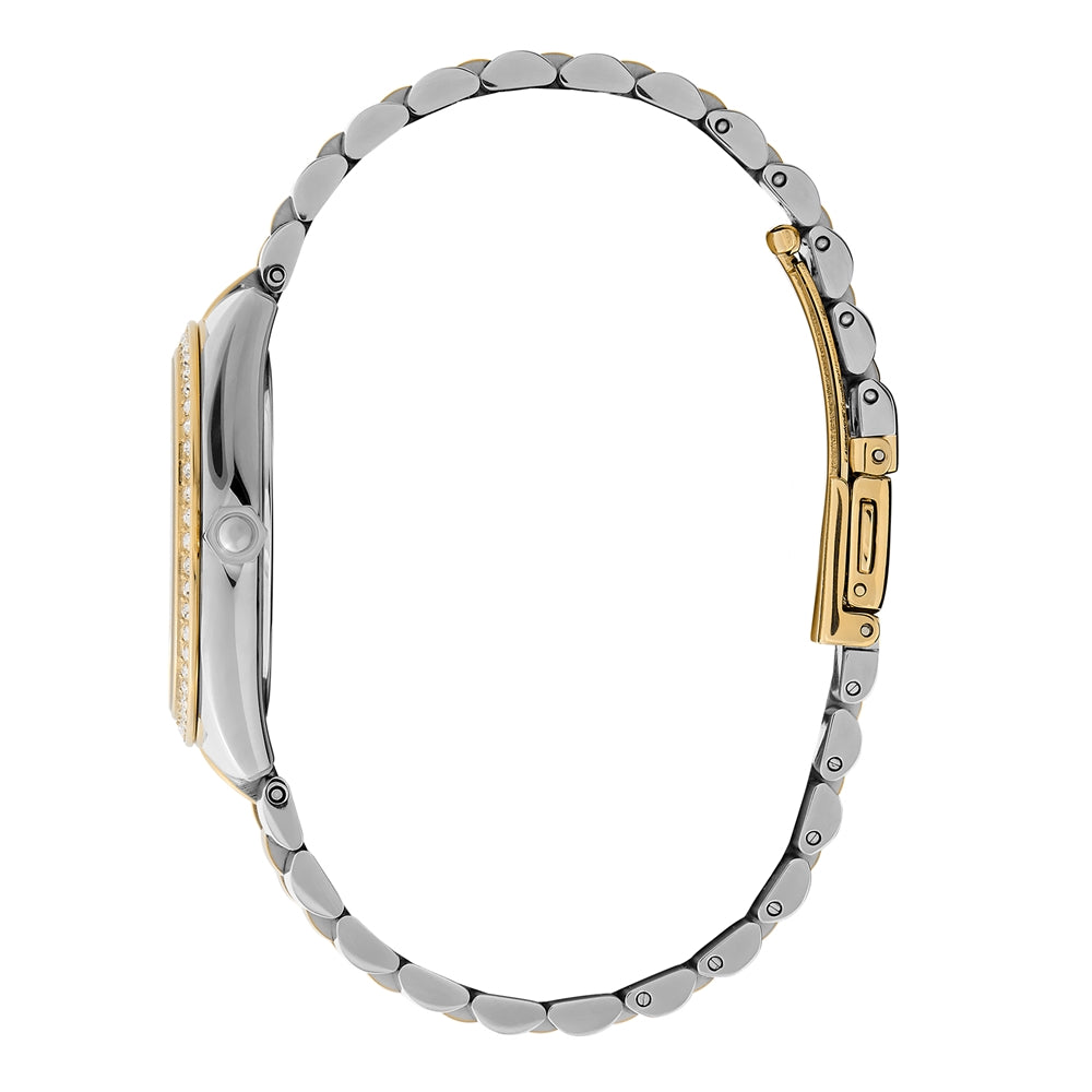 Olivia Burton Bejewelled Green Stainless Steel & Gold Bracelet Watch