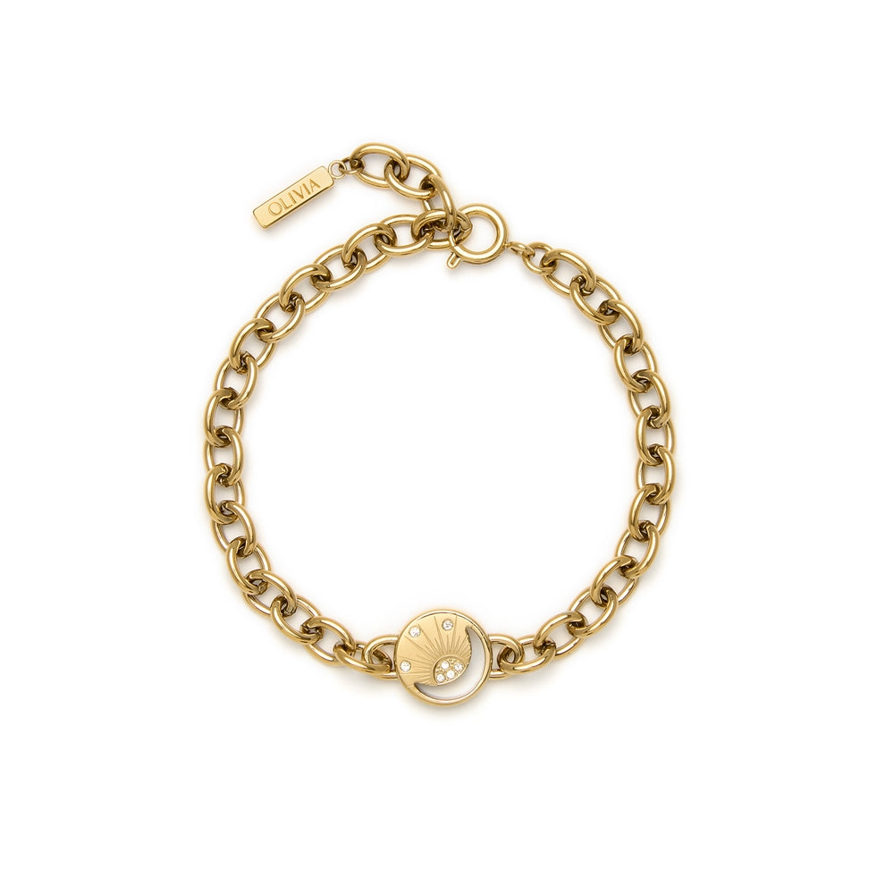 Olivia Burton Celestial Sun Gold IP Disc Link Bracelet