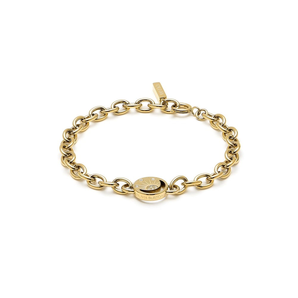 Olivia Burton Celestial Sun Gold IP Disc Link Bracelet