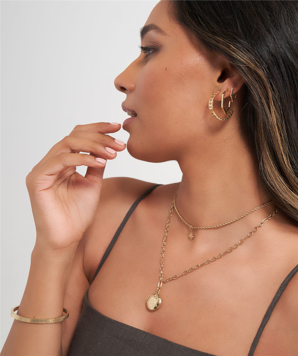Olivia Burton Honeycomb Gold IP Hoop Earrings 