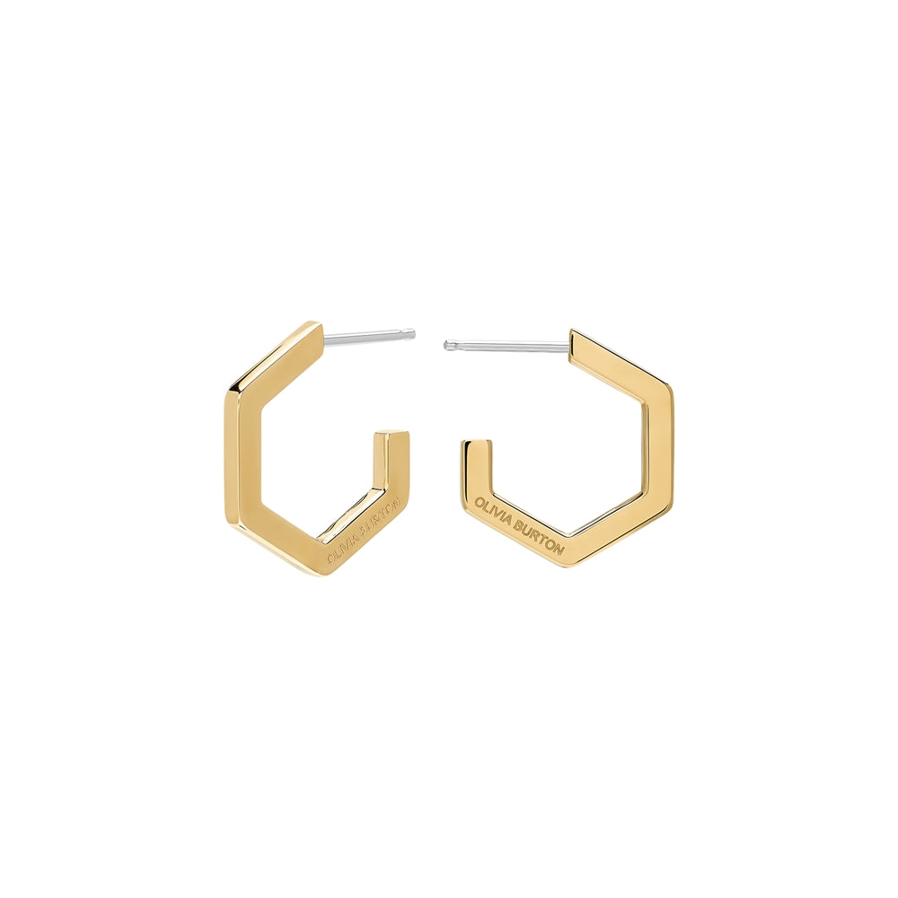 Olivia Burton Honeycomb Gold IP Hoop Earrings 