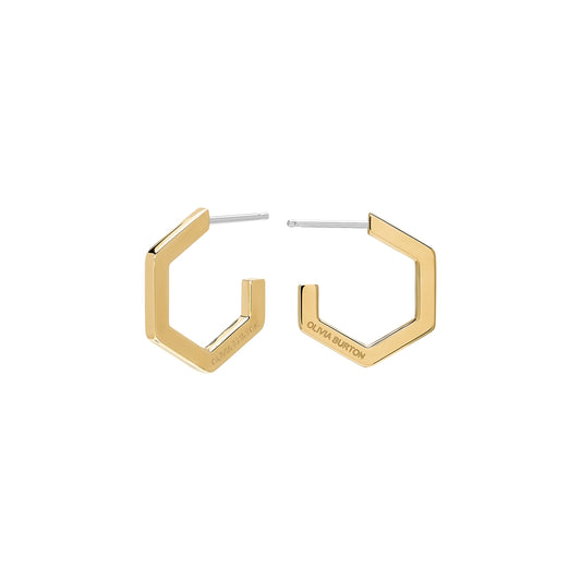 Olivia Burton Honeycomb Gold IP Hoop Earrings 