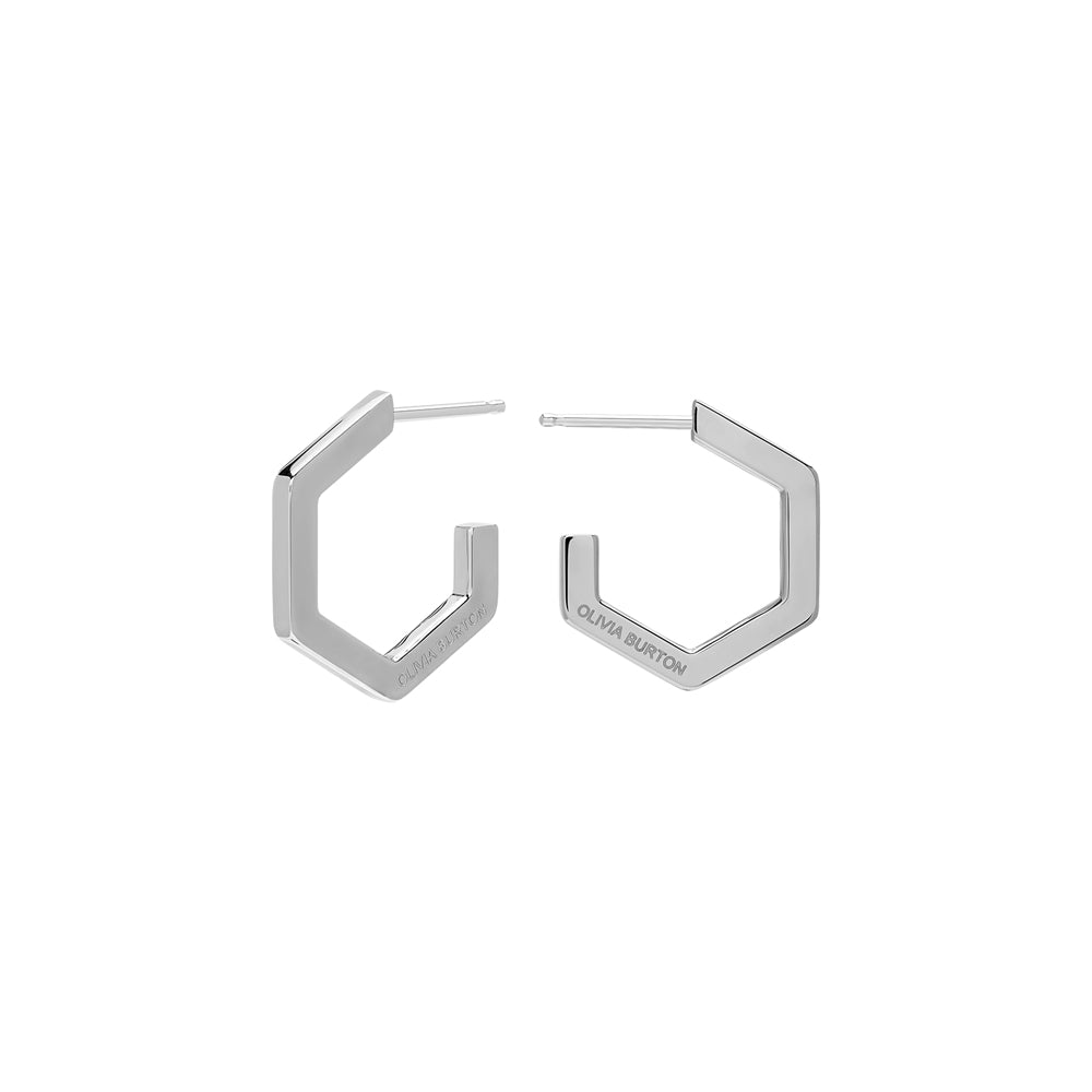 Olivia Burton Honeycomb Stainless Steel Hoop Earrings