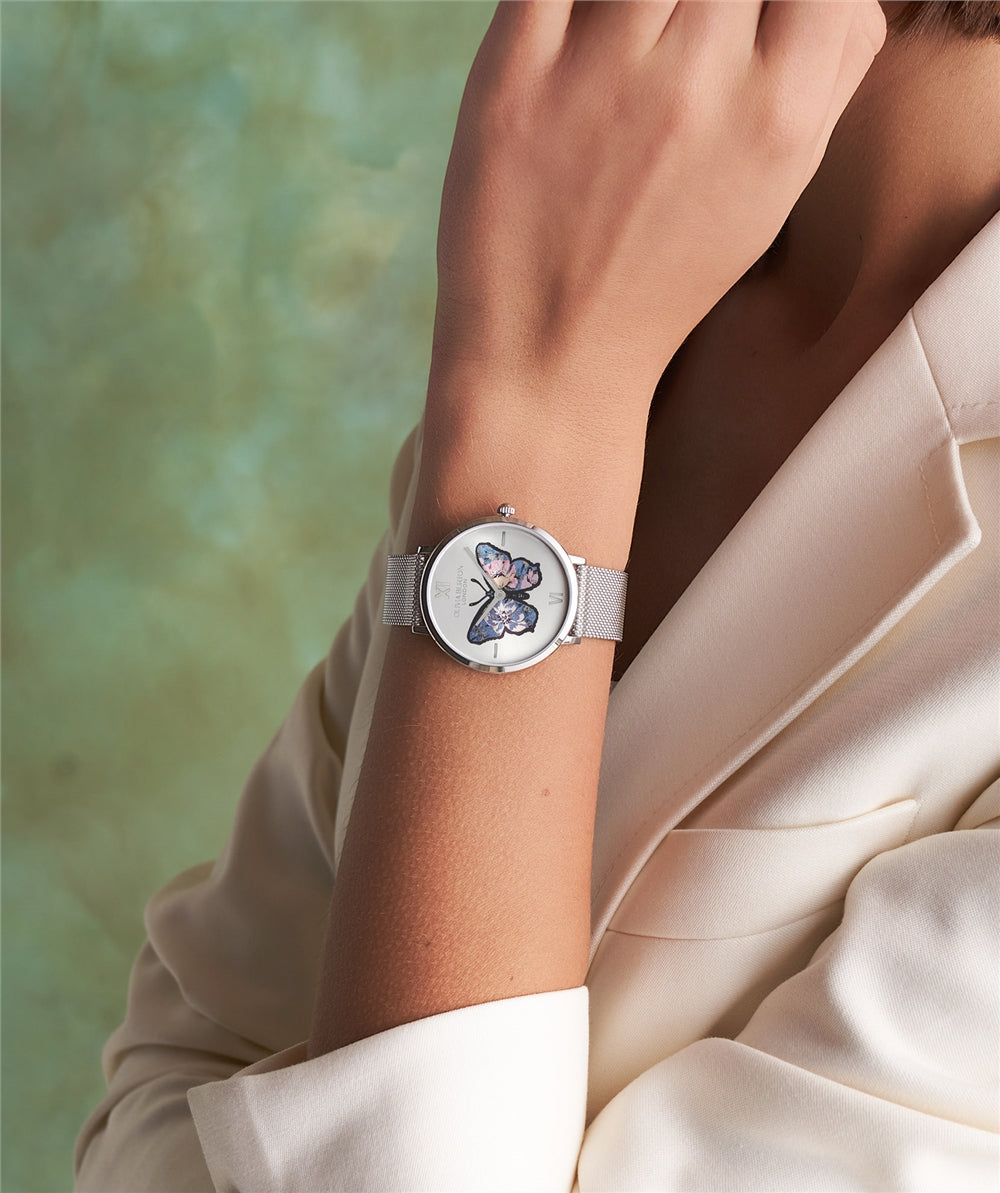 Olivia Burton Signature Butterfly Stainless Steel Mesh Watch 