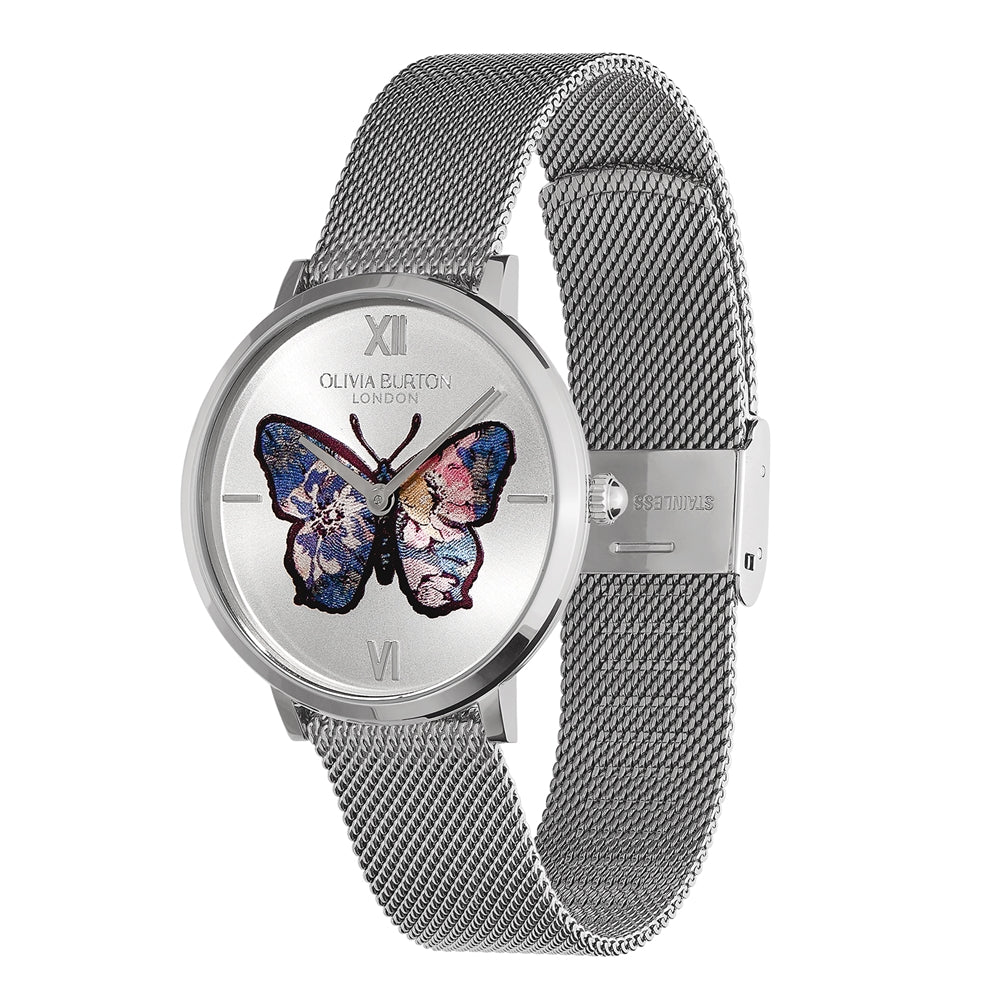 Olivia Burton Signature Butterfly Stainless Steel Mesh Watch 