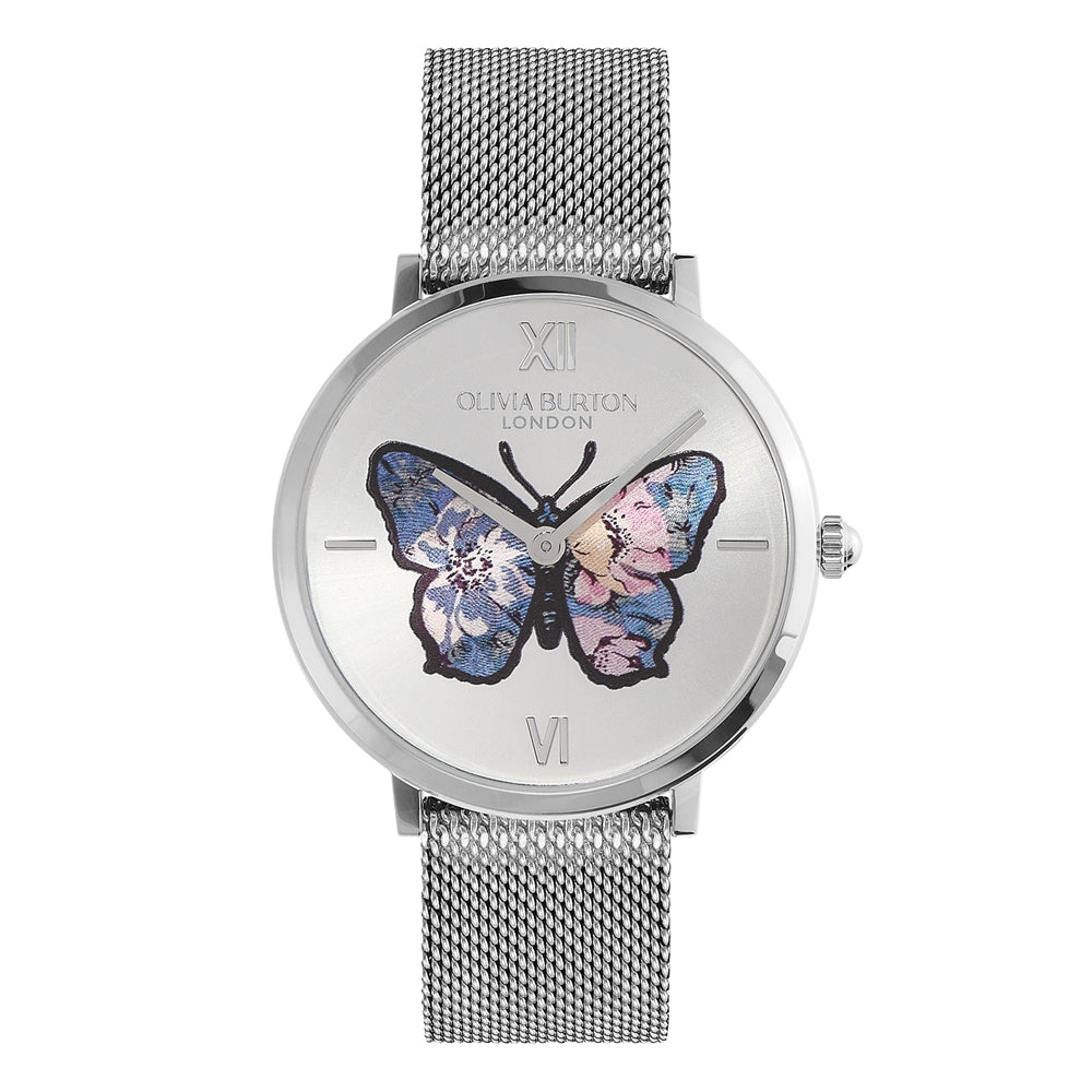 Olivia Burton Signature Butterfly Stainless Steel Mesh Watch 