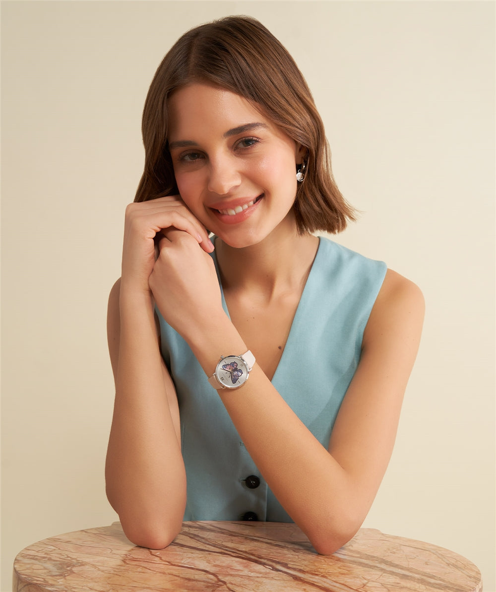 Olivia Burton Signature Butterfly Pink Leather Watch 