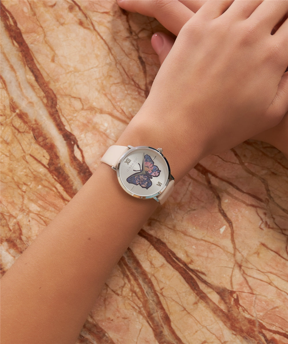 Olivia Burton Signature Butterfly Pink Leather Watch 