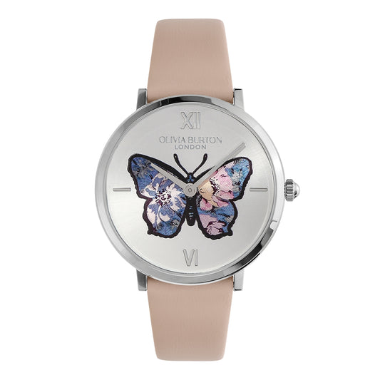 Olivia Burton Signature Butterfly Pink Leather Watch 