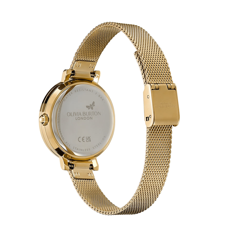 Olivia Burton Vintage Bead Light Gold Mesh Watch 