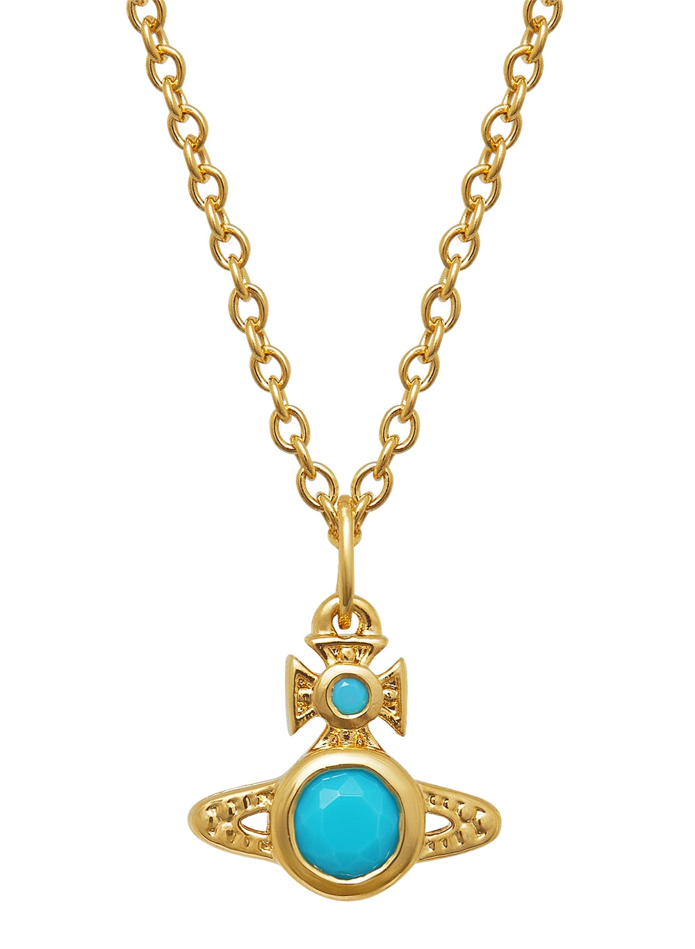 Vivienne Westwood Gold Turqouise Crystal London Orb Necklace