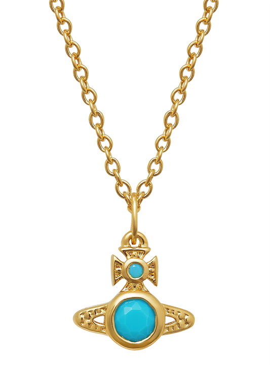 Vivienne Westwood Gold Turqouise Crystal London Orb Necklace