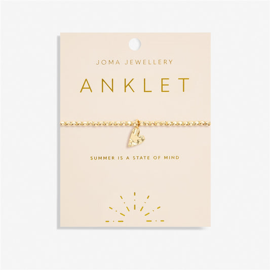 Joma Gold Hammered Heart Anklet