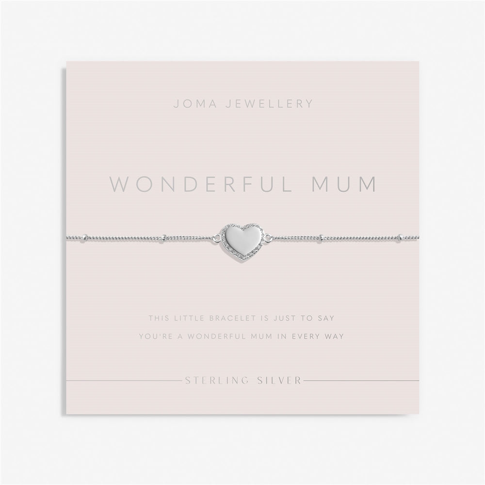 Joma Sterling SIlver Wonderful Mum Heart Bracelet