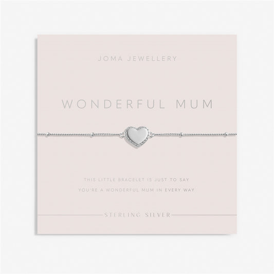 Joma Sterling SIlver Wonderful Mum Heart Bracelet