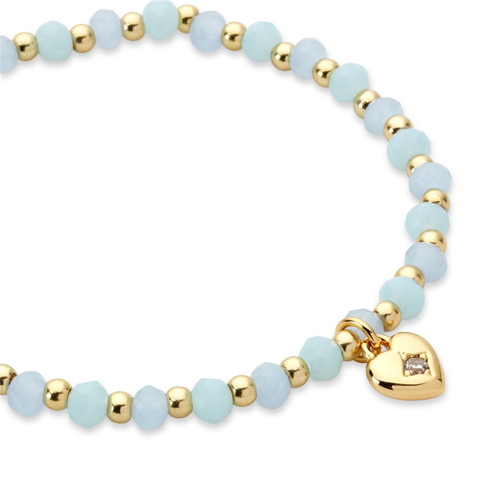 August Woods Gold Blue Bead Heart Bracelet