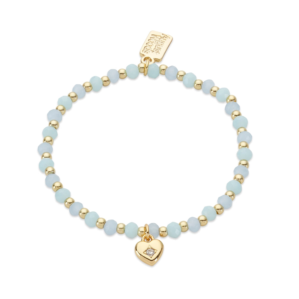 August Woods Gold Blue Bead Heart Bracelet