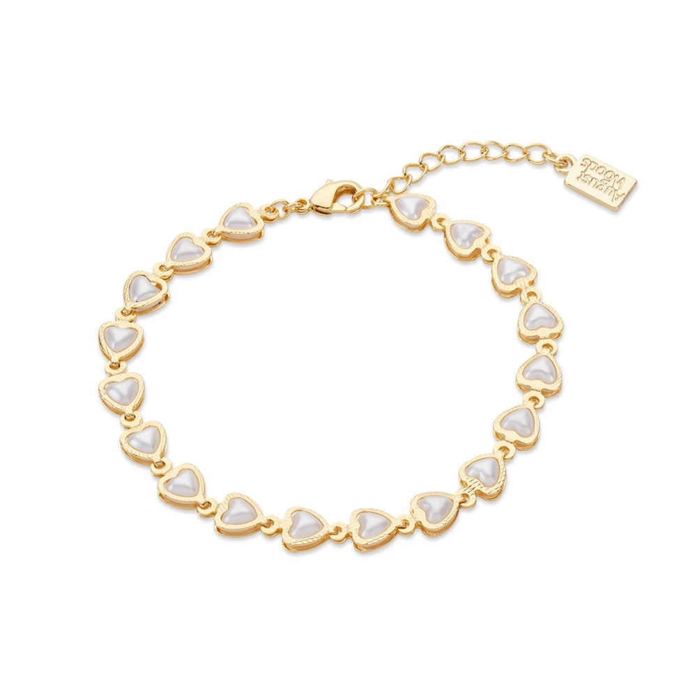 August Woods Gold and White Heart Bracelet