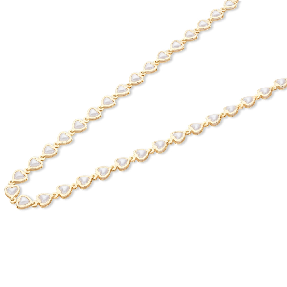 August Woods Gold and White Heart Statement Necklace