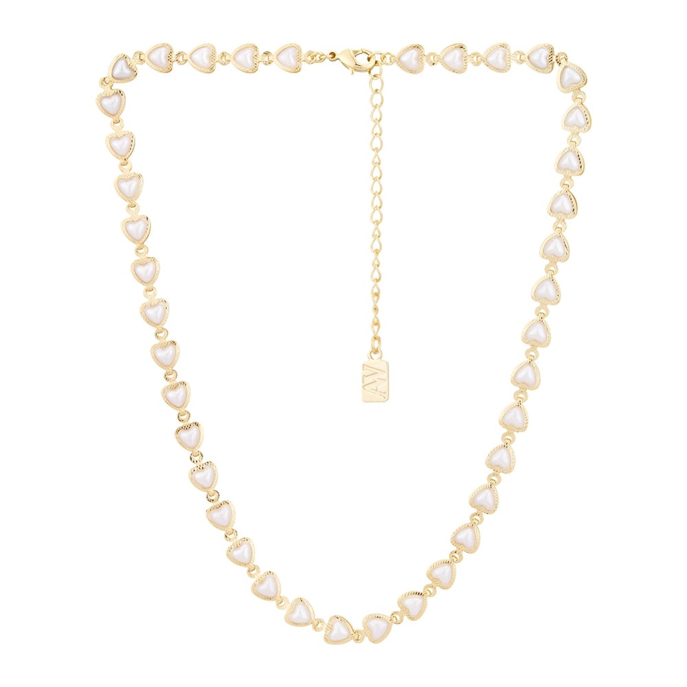 August Woods Gold and White Heart Statement Necklace